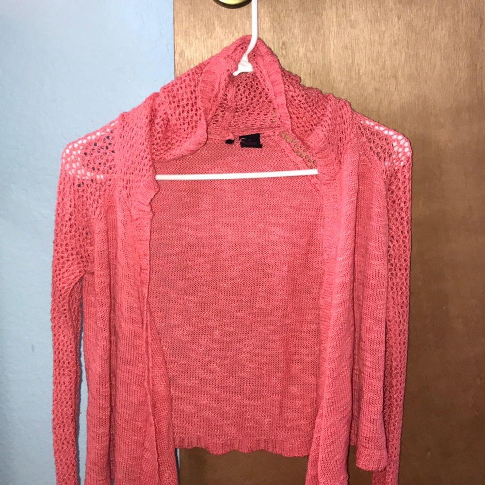 Pink sweater material cardigan